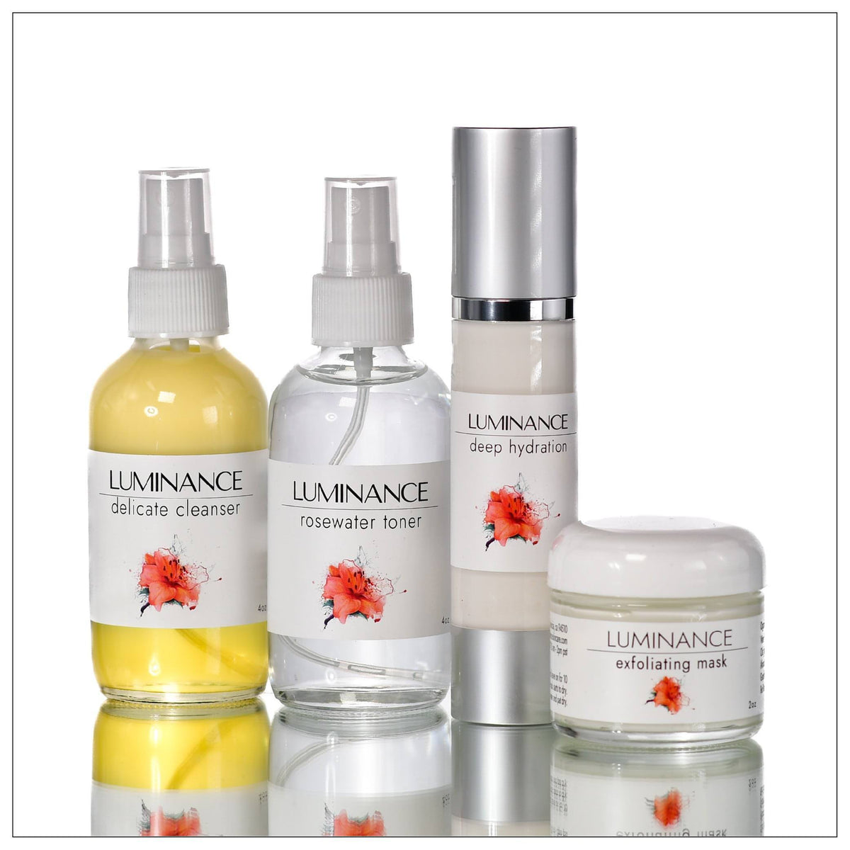 Luminance Skincare Trio + Exfoliating Mask. 100% Plant Based. Organic. Non-Synthetic. Clean.