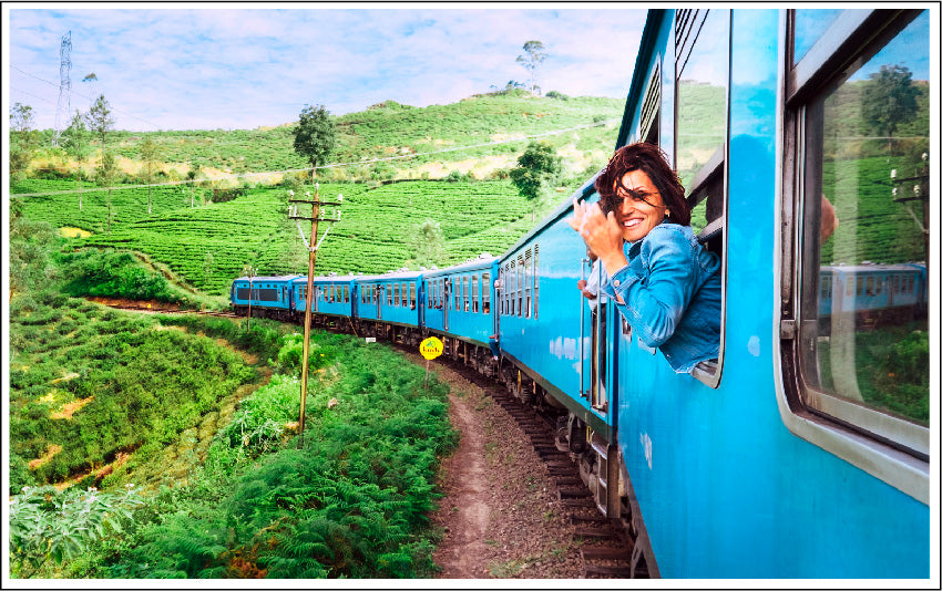 Woman traveling in a train 