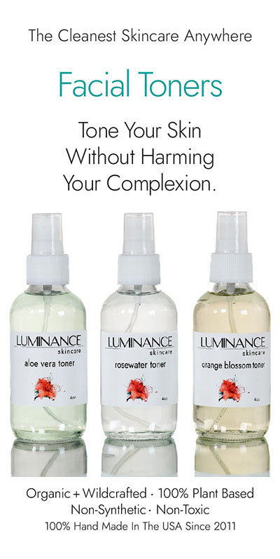 Luminance Skincare Floral Water Toner Collection Image. 100% Plant Based Skincare. Organic. Clean. Non-Synthetic