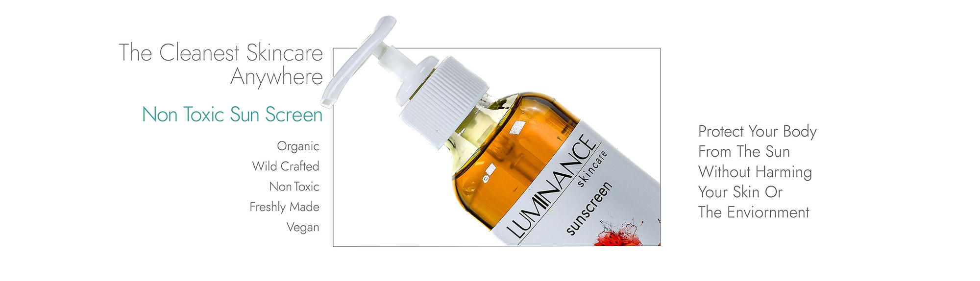 Luminance Skincare Red Raspberry Seed Sun Screen Image. 100% Plant Based Skincare. Organic. Clean. Non-Synthetic